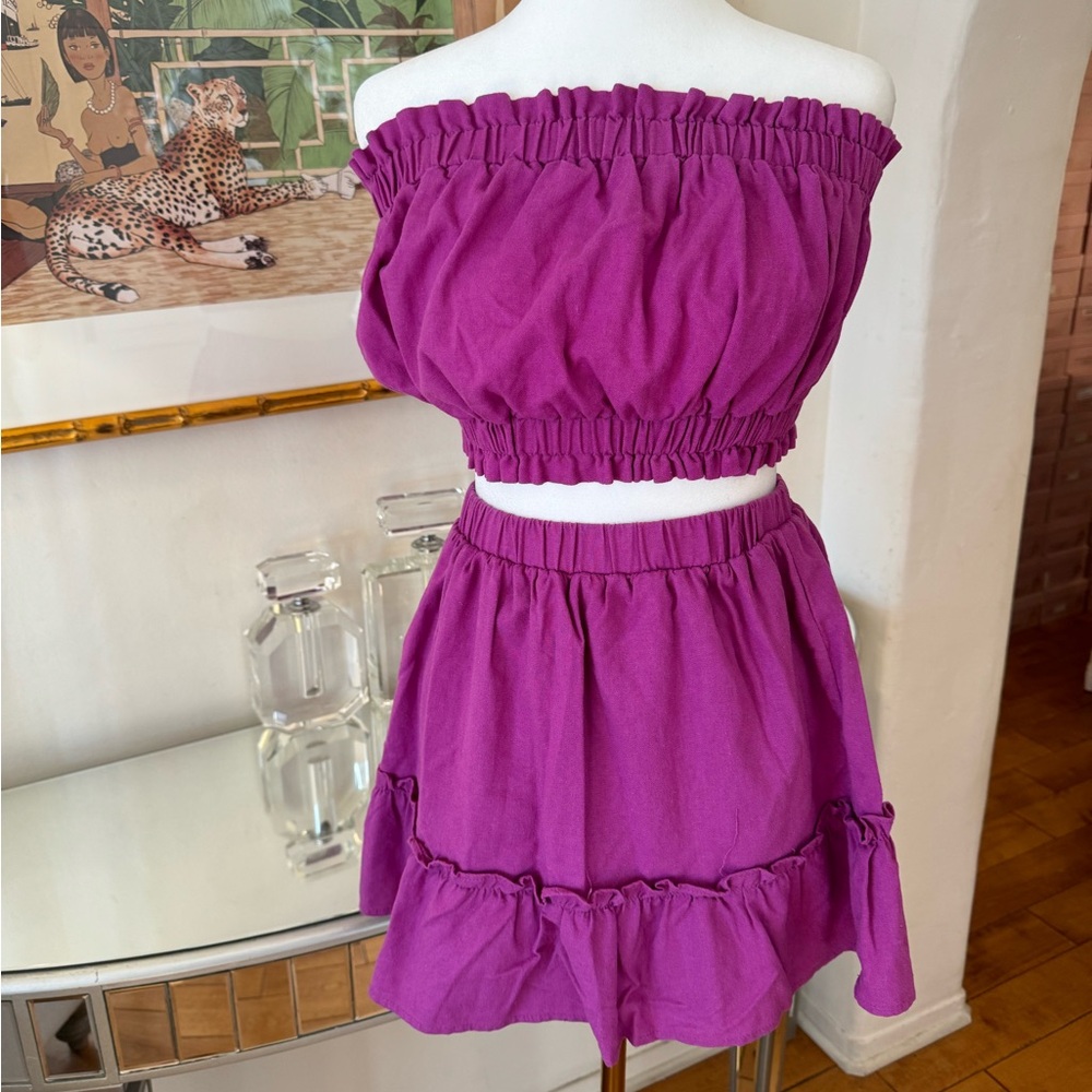 Vibrant Purple Off-Shoulder Two-Piece Set